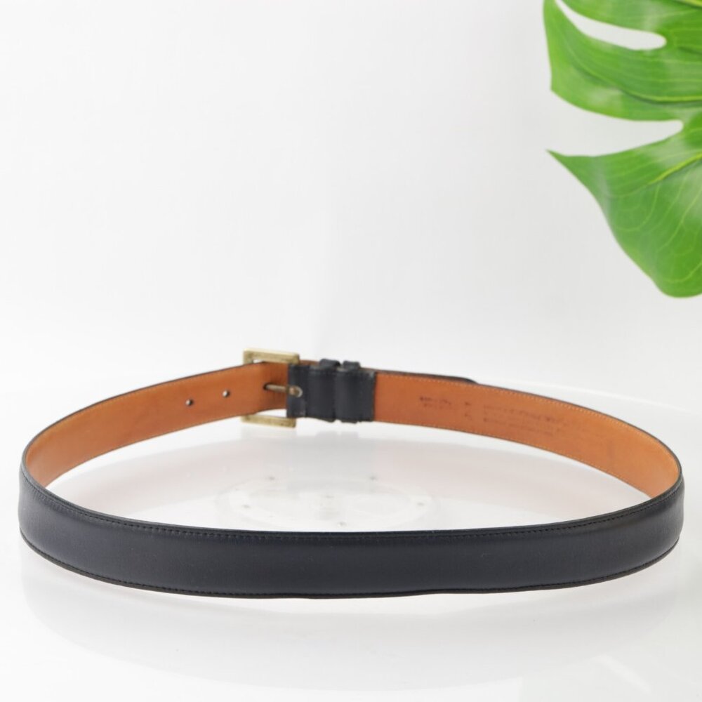 VTG Coach Mens Belt Size 36 Navy Blue Leather New York USA Gold Brass Buckle - Picture 3 of 14